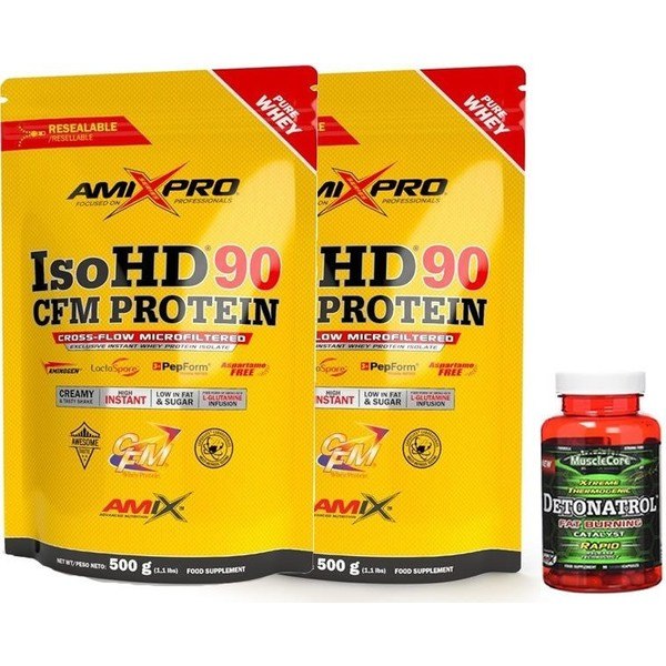 Pack Amix Pro Iso HD CFM Protein 90 Doypack 2 bolsas x 500 gr + MuscleCore Detonatrol Fat Burner 30 caps