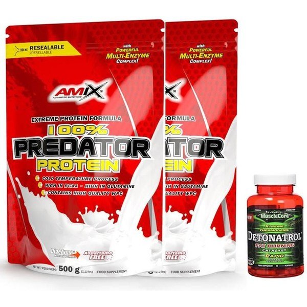 Pack Amix Predator Protein Doypack 2 bolsas x 500 gr + MuscleCore Detonatrol Fat Burner 30 caps