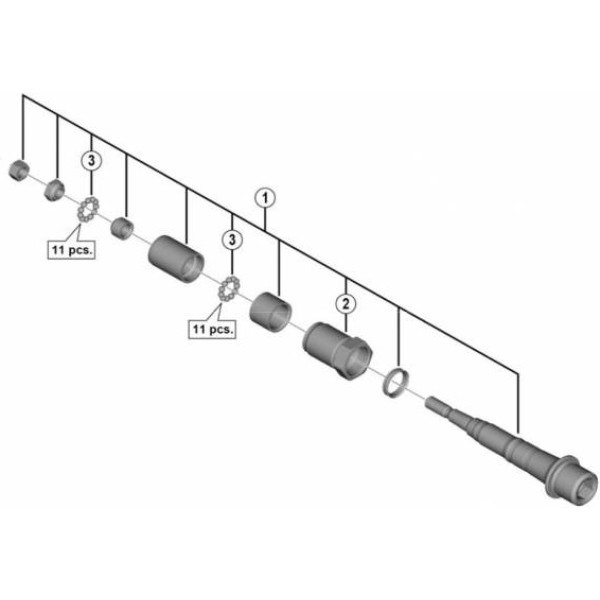 Axe de pédale Shimano complet à gauche. Pd-m9100