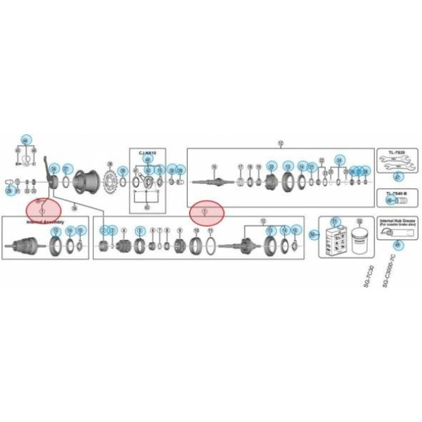 Mécanisme interne Shimano 1755mm Sg-c3001-7c-dx