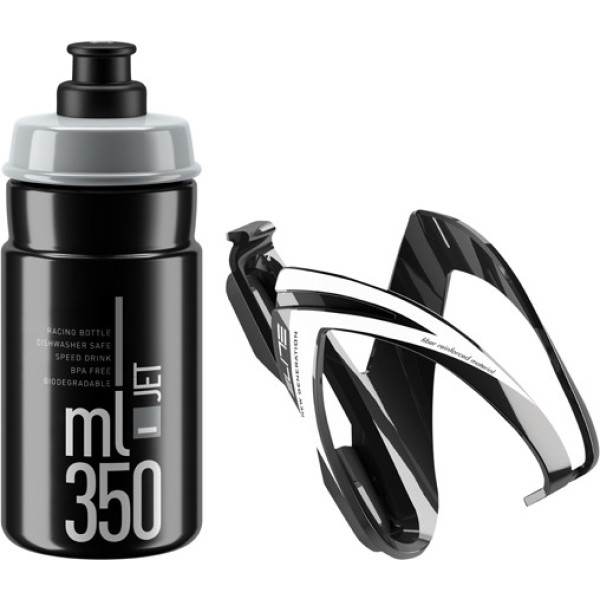Elite Flaschenhalter-Kit Ceo + Bottle Jet Corsetta 350 ml Gloss Black/White/Grey